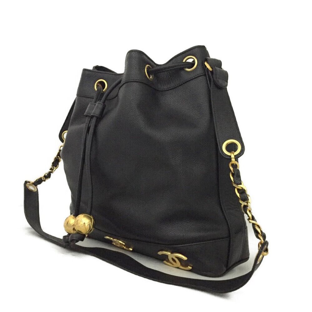 Authentic Chanel Vintage Caviar Bucket Bag Triple CC w 24k Gold-Plated Hardware - Picture 5 of 13